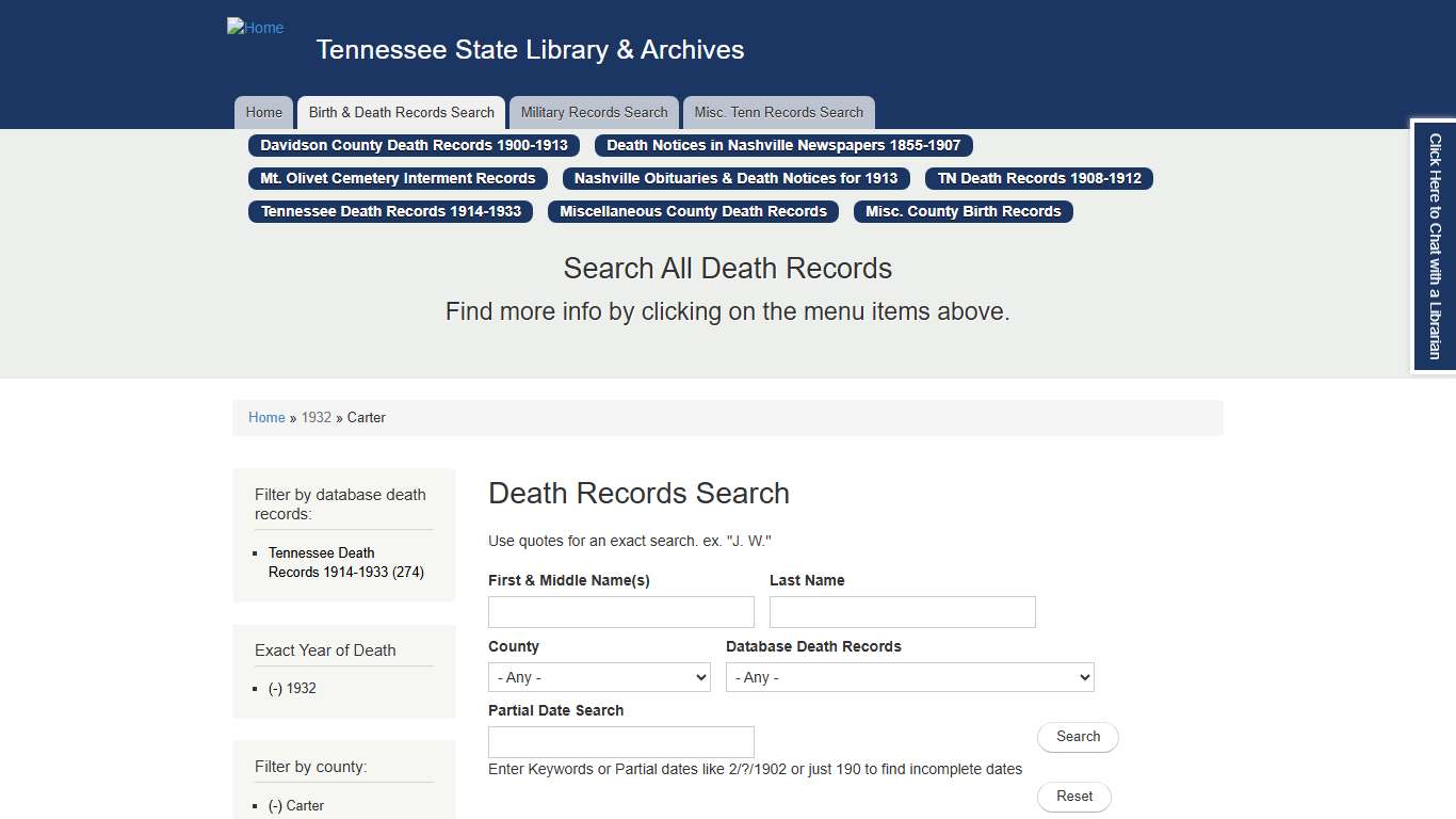 Death Records Search Tennessee State Library & Archives